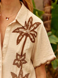 CHEMISE BEIGE ET MARRON CAREN