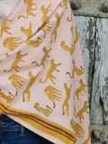 GRAND FOULARD FAUVE ROSE