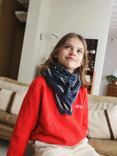 GRAND FOULARD POIS BICOLORE MARINE