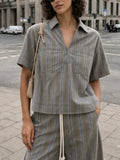 BLOUSE À RAYURES GRISES LYNE