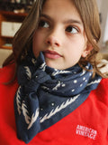 GRAND FOULARD POIS BICOLORE MARINE